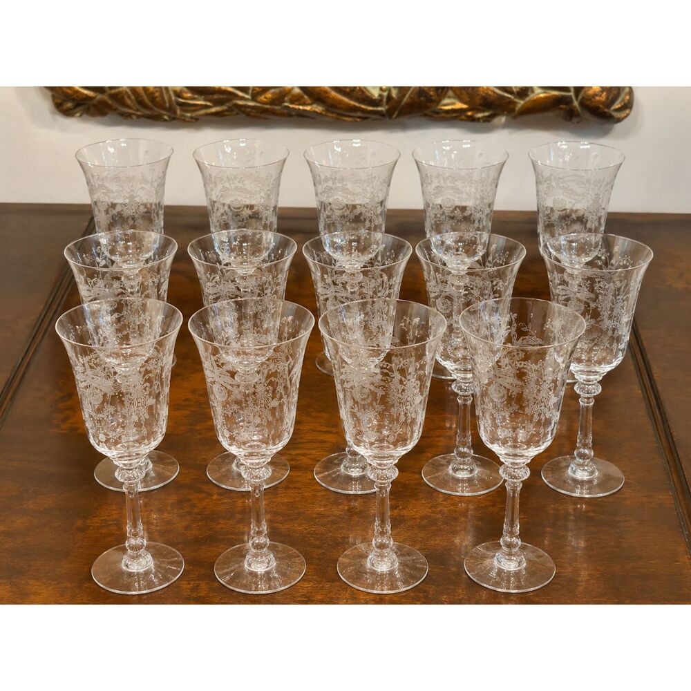 Vintage Heisey Orchid 5025 Tyrolean Water Goblets Set of 12 Etched Glass